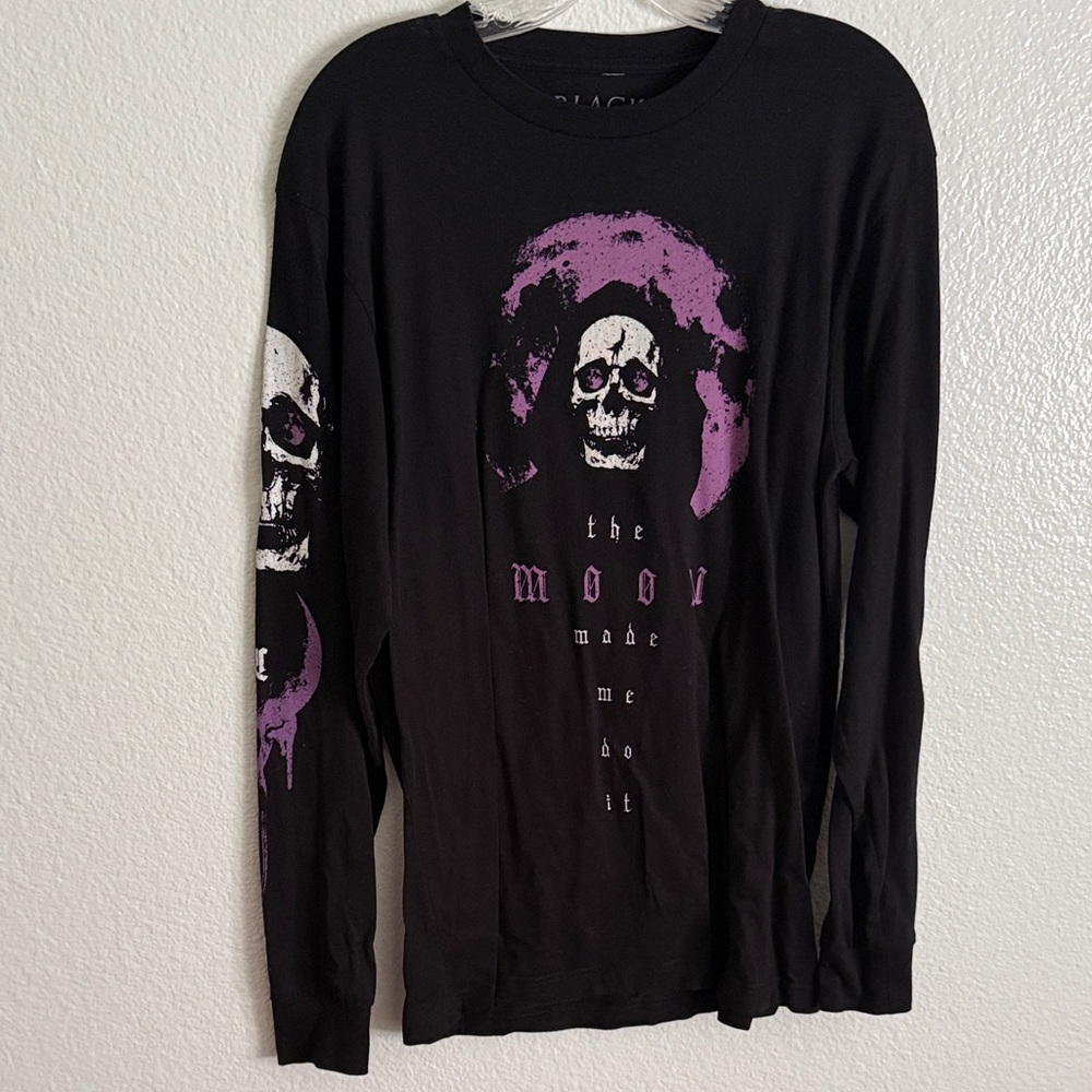 Black and Purple Graphic Long Sleeve Shirt
